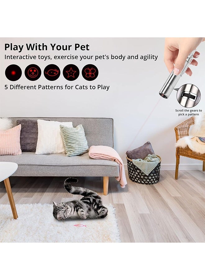 Cat Laser Pointer Toys Rechargeable 2 Color Lights 5 Patterns 7 in 1 Function Red Pointer Interactive Cat Toy Cats Dogs Interactive Pet Toys for Playing Exercise Chaser Toys Cat Lovers Gift - Image 3