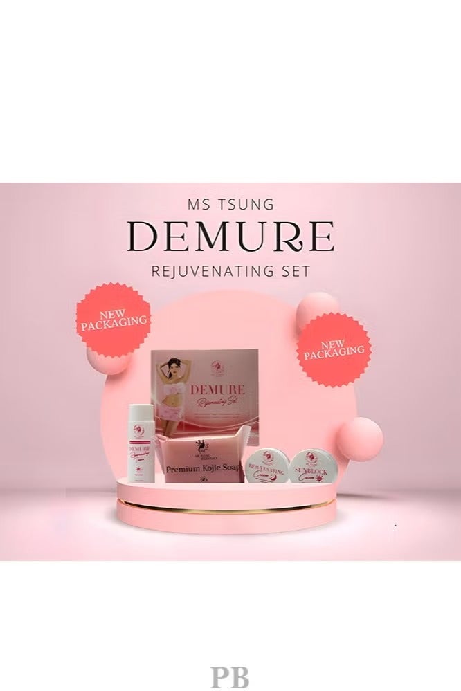 أساسيات السيدة تسونغ مجموعة ديمور لتجديد البشرة - مجموعة من 4 قطع مع صابون كوجيك، تونر مجدد، كريم ليلي، وكريم واقٍ من الشمس - خالية من الهيدروكينون والتريتينوين - Image 3