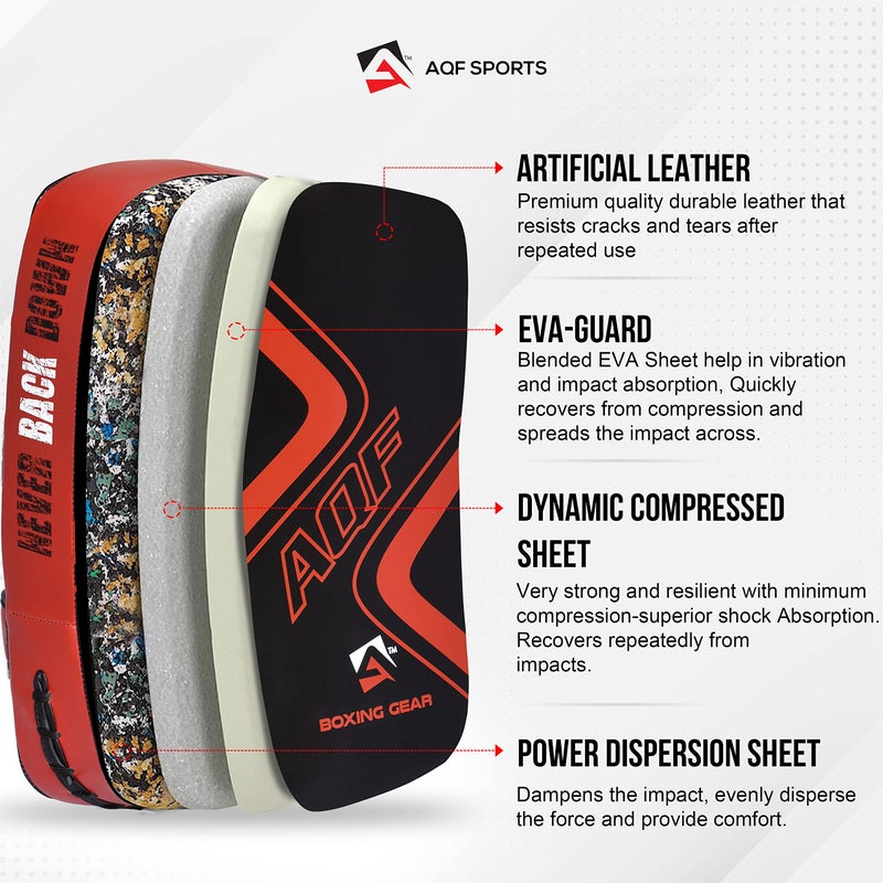 AQF Thai Kick Boxing Strike Curved Arm Pad MMA Focus Punch Shield Mitt - PRO Curved Pads Boxing Karate Training Equipment Muay Thai Hook & Jab Arm Strike - Image 2