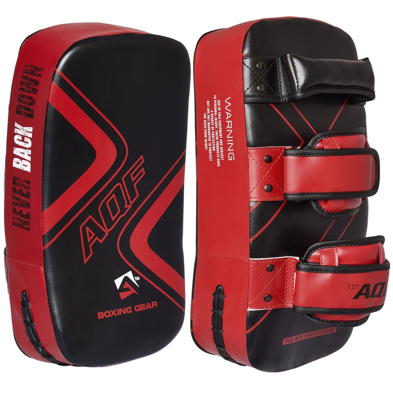 AQF Thai Kick Boxing Strike Curved Arm Pad MMA Focus Punch Shield Mitt - PRO Curved Pads Boxing Karate Training Equipment Muay Thai Hook & Jab Arm Strike - Image 1