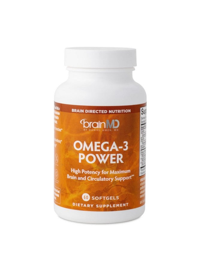 BRAINMD Dr Amen Omega-3 Power - 60 Capsules - Joint & Immune Support Supplement - Contains DHA & EPA - Gluten Free - 30 Servings - Image 1