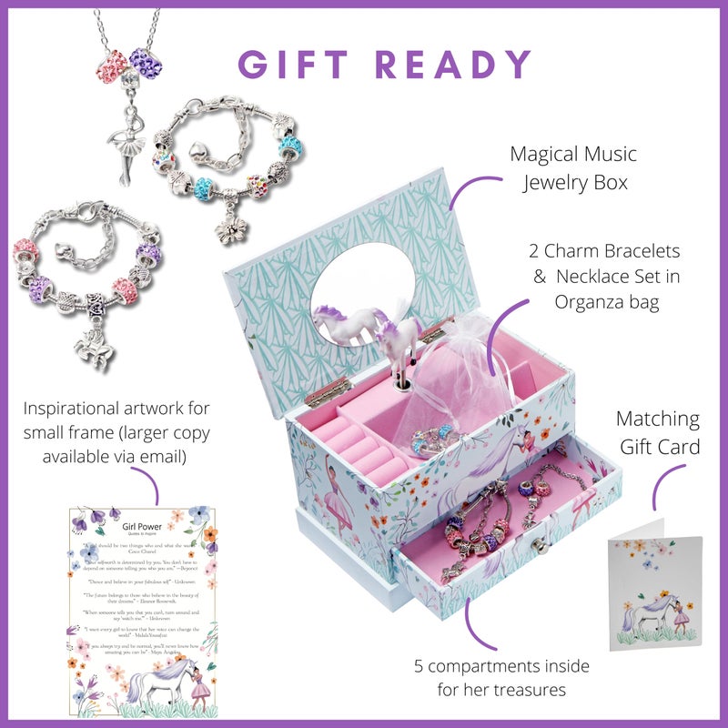 ABI + OLIE Jewelry Box for Girls & Little Girls Jewelry Box - Unicorn Kids Jewelry Box - Girls Music Box - Musical Girls Jewelry Box Organizer - Music Boxes for Girls - Image 2
