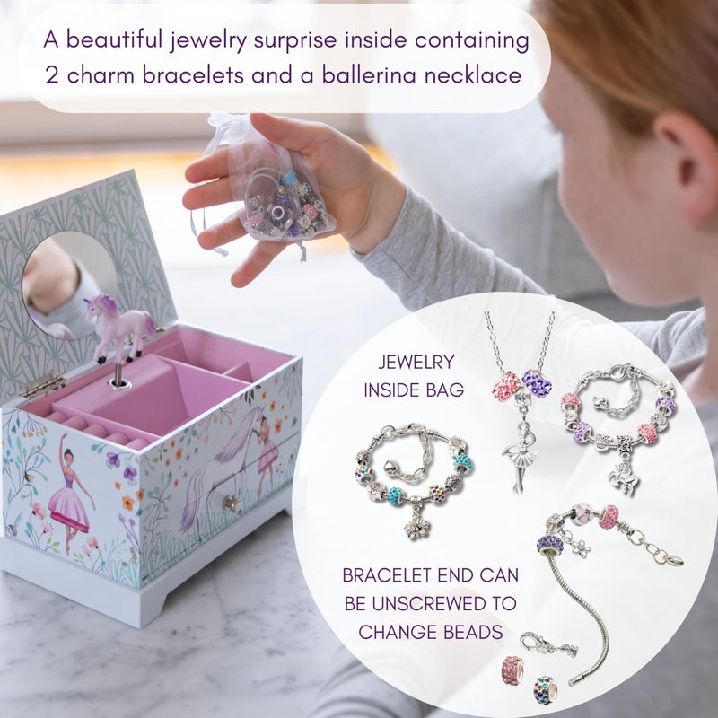 ABI + OLIE Jewelry Box for Girls & Little Girls Jewelry Box - Unicorn Kids Jewelry Box - Girls Music Box - Musical Girls Jewelry Box Organizer - Music Boxes for Girls - Image 5