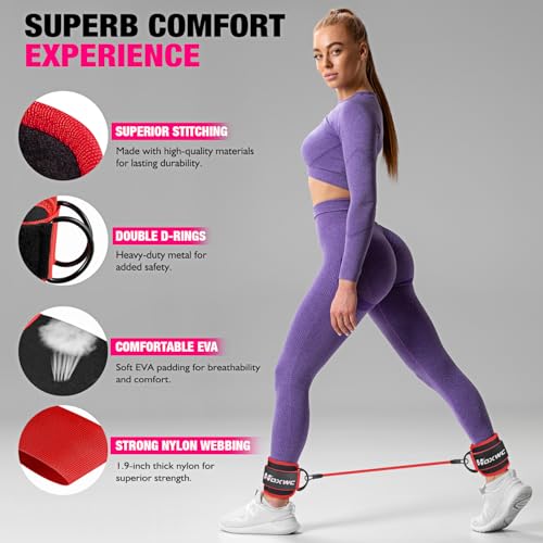 HOXWC Ankle Resistance Bands with Cuffs, Glutes Workout Equipment, Ankle Bands for Working Out, Exercise Bands for Butt Lift Women, Workout Equipment for Kickbacks Hip Gluteus Training Exercises - Image 4
