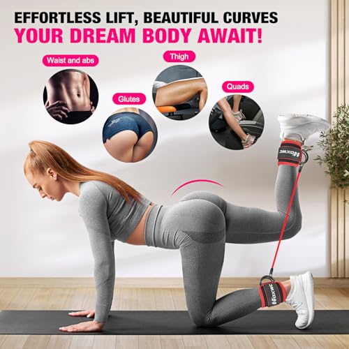 HOXWC Ankle Resistance Bands with Cuffs, Glutes Workout Equipment, Ankle Bands for Working Out, Exercise Bands for Butt Lift Women, Workout Equipment for Kickbacks Hip Gluteus Training Exercises - Image 2