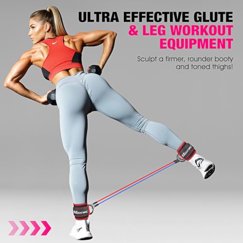 HOXWC Ankle Resistance Bands with Cuffs, Glutes Workout Equipment, Ankle Bands for Working Out, Exercise Bands for Butt Lift Women, Workout Equipment for Kickbacks Hip Gluteus Training Exercises - Image 3