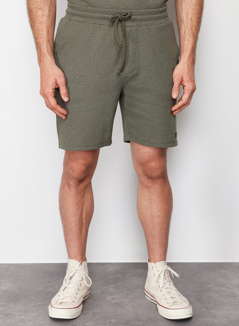 trendyol Khaki Regular/Normal Cut Textured Fabric Label Polo Neck Thick Tracksuit Set Tmnss23Em00003 - Image 5
