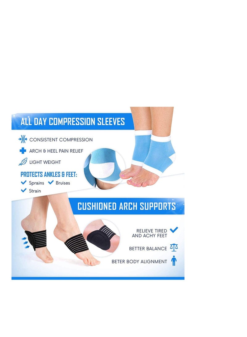 SYOSI Plantar Fasciitis Relief Foot Pain, Planter Fasciitis Support, Gel Calcaneal Bone Spurs and Treatment Package, Compression Socks, Cuffs, Arch Support, Heel Pads - Image 2