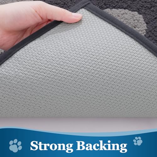 Buganda Dog Door Mat for Muddy Paws, Absorbent Dirt Trapper Washable Indoor Doormats, Non Slip Low-Profile Mud Mat for Dogs, Front Entrance Doormat for Inside Floor (30x20 Inches, Dark Grey) - Image 4