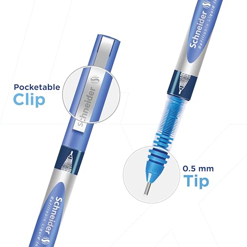 Luxor Schneider LX MAX roller ball pen, Pack of 3-Blue+Black+Green+1Refill, Needle Tip, 0.5mm, 100% German Technology, 1000+ mtrs writing length, Waterproof Ink, Ideal for Students & Professionals - Image 2