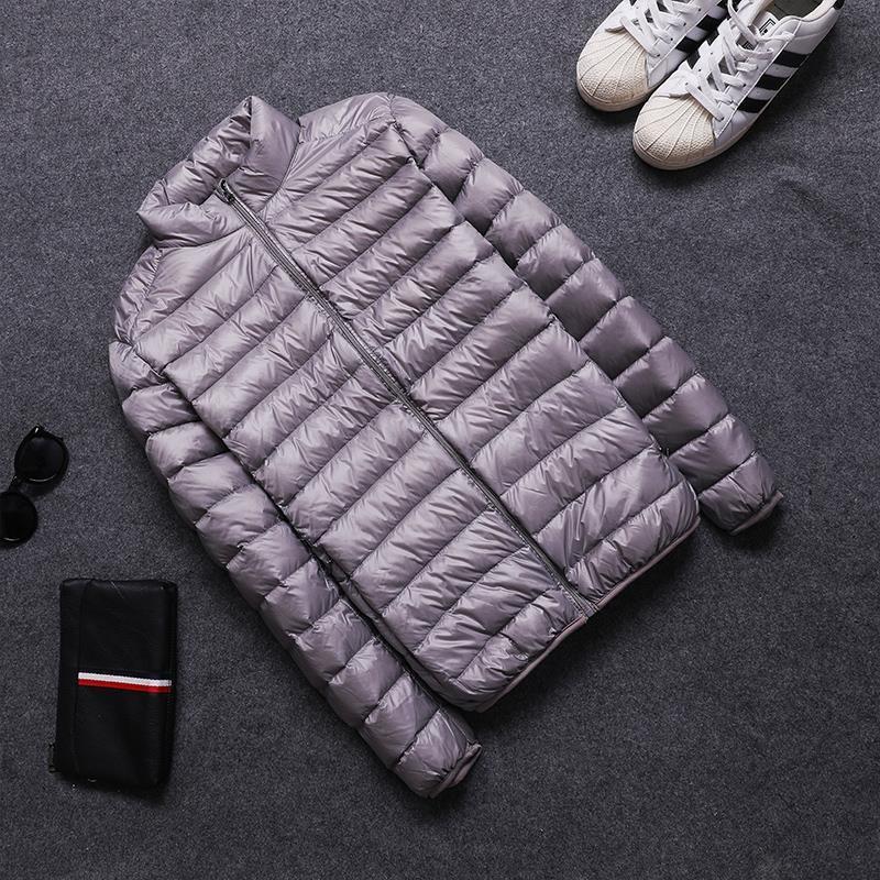 Vertical collar hooded cotton cotton-padded jacket mens autumn and winter light young and middle-aged special clearance brand short plus size Silver gray stand collar F88