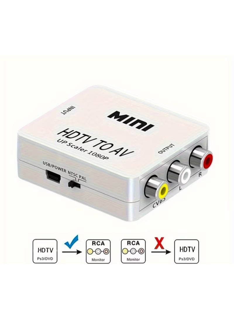 ميني محول HDMI صغير إلى RCA، محول HDTV إلى AV بدقة 1080P مع منفذ USB للطاقة - Image 3