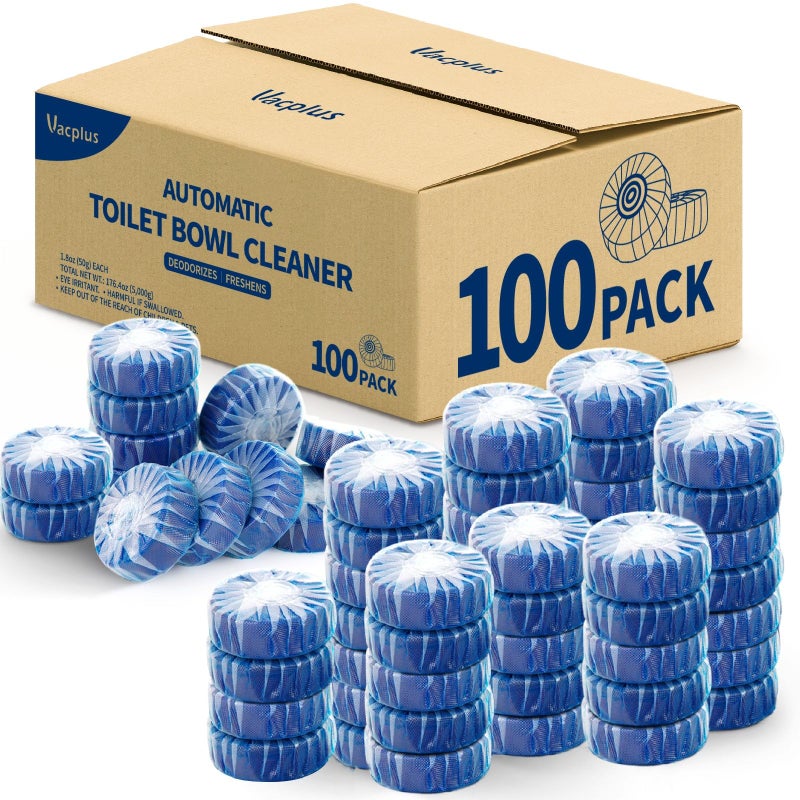 Vacplus Automatic Toilet Bowl Cleaner Tablets, Bathroom Toilet Tank Cleaner (100 PACK), VA-T165 - Image 1