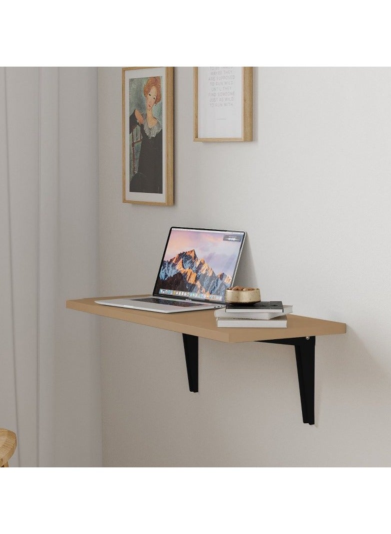 Home Gallery Wall Mounted folding Drop Leaf Desk Beige - Image 1