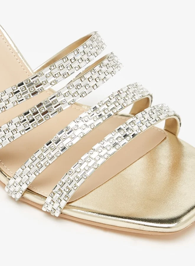 فلورا بيلا من شو إكسبرس Women's Embellished Slip-On Sandals With Block Heels Ramadan Collection