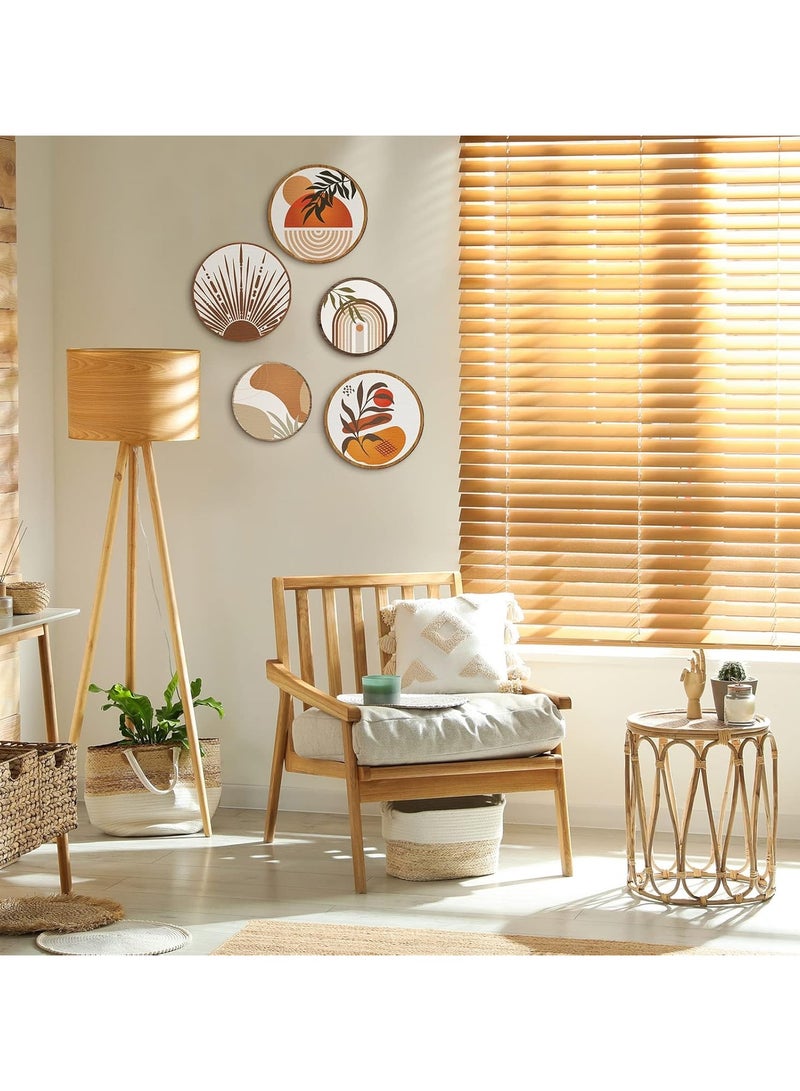 RATSAW 5 Pcs Boho Wall Art Decor Wooden Living Room Wall Decor Bohemian Wall Hanging Decor Farmhouse Geometric Hanging Decor 10'' and 8'' Aesthetic Wood Minimalist Wall Art for Apartment Bedroom - Image 4