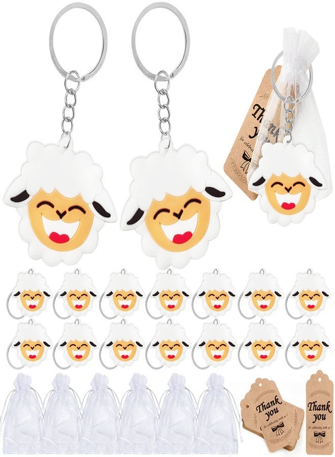 CiciBear 60 Pack Farm Animal Party Decorations for Guests, 20 Sheep Keychains, 20 Tags and 20 Gift Bags for Baby Shower, Kids Birthday Party Favor, School Carnival Rewards - Image 1