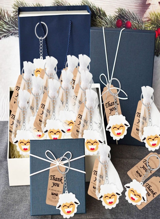 CiciBear 60 Pack Farm Animal Party Decorations for Guests, 20 Sheep Keychains, 20 Tags and 20 Gift Bags for Baby Shower, Kids Birthday Party Favor, School Carnival Rewards - Image 3