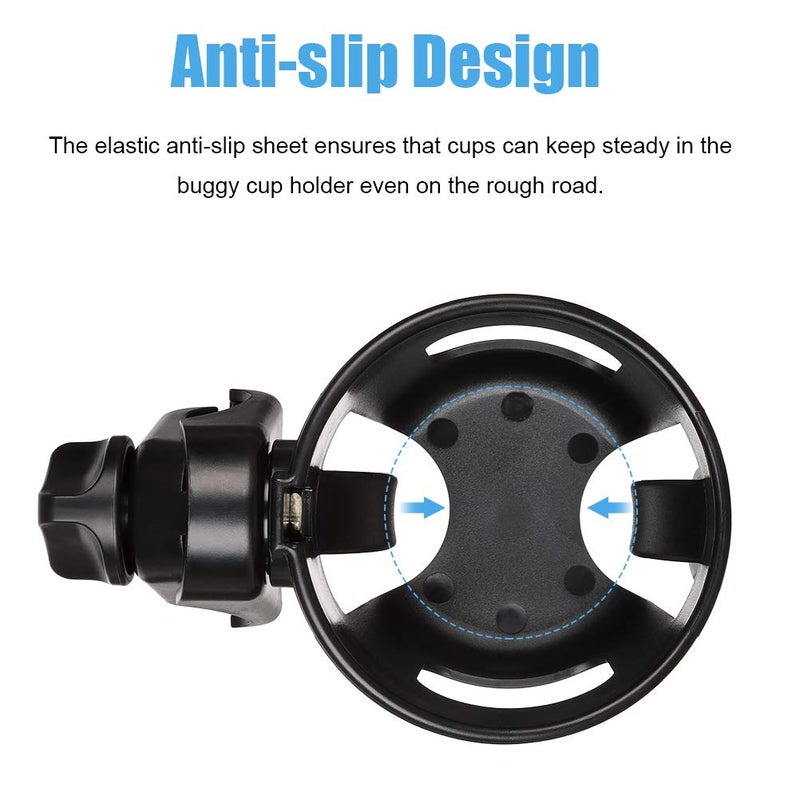 Emoly Upgraded Baby Cup Holder, Universal Stroller Cup Holder Bottle Holder Large Caliber Designed 360 Degrees Rotation Fit for Baby Stroller, Bicycle, Wheelchair, Walker, Trolleys - Image 3