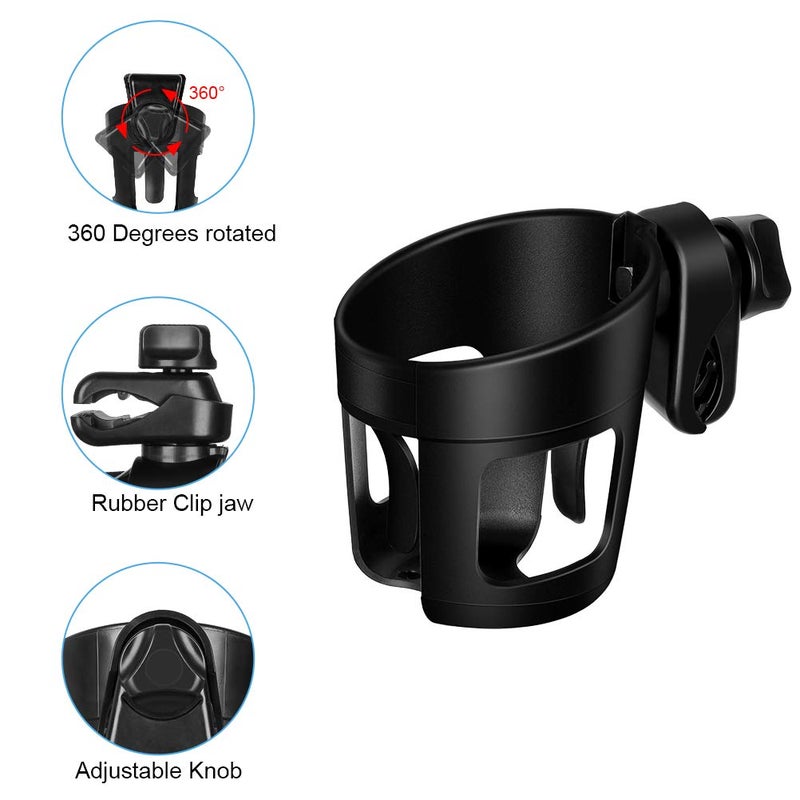 Emoly Upgraded Baby Cup Holder, Universal Stroller Cup Holder Bottle Holder Large Caliber Designed 360 Degrees Rotation Fit for Baby Stroller, Bicycle, Wheelchair, Walker, Trolleys - Image 5
