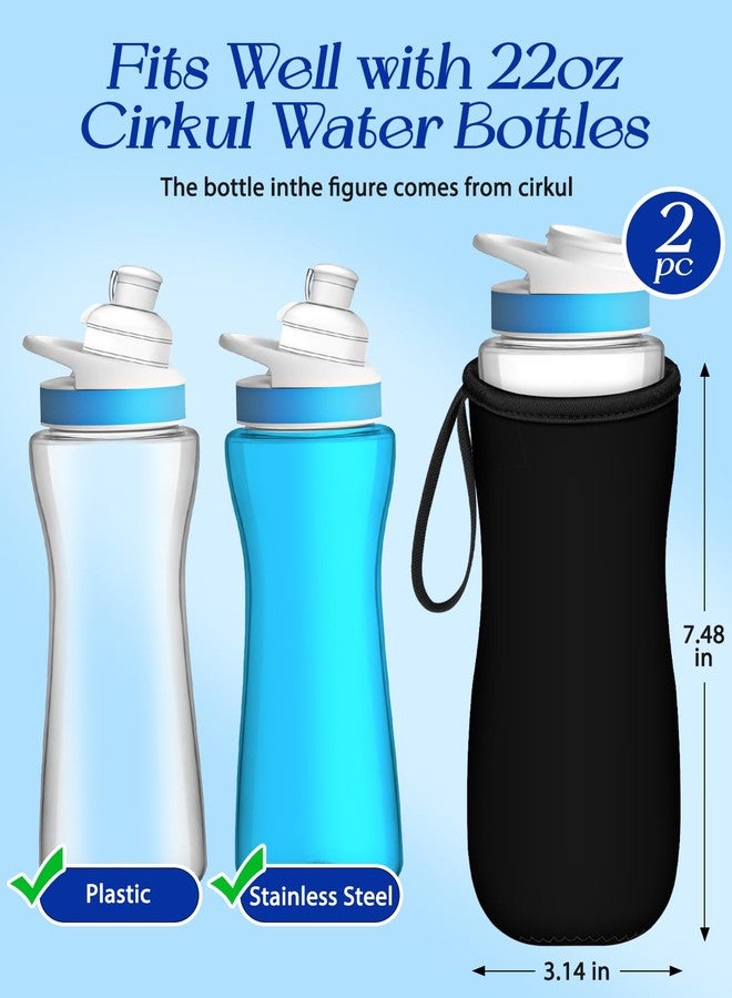 Toykee Water Bottle Sleeve for Cirkul 22 oz - 2 Pack Blue Black Bottle Cover Holder Carrier with Handle Strap - Image 2