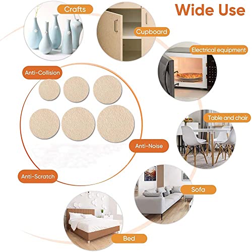 Volo 80 Pieces Self-Sticking Felt Pads – Non-Skid Furniture Floor Protectors, Noise Reduction Bumpers, Anti-Scratch Cushion Pads for Chairs, Tables & Home Furniture (Beige) - Image 2