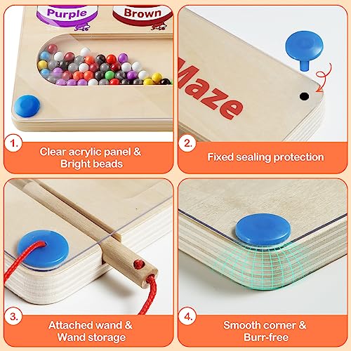 Letapapa Magnetic Color and Number Maze, Montessori Toys for 3+ Year Old, Wooden Magnet Board Counting & Color Sorting Toddler Activities, Educational Fine Motor Skills Toys Gifts for 3-5 Years Old Boys Girls - Image 3