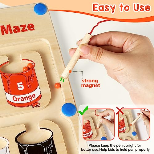 Letapapa Magnetic Color and Number Maze, Montessori Toys for 3+ Year Old, Wooden Magnet Board Counting & Color Sorting Toddler Activities, Educational Fine Motor Skills Toys Gifts for 3-5 Years Old Boys Girls - Image 4