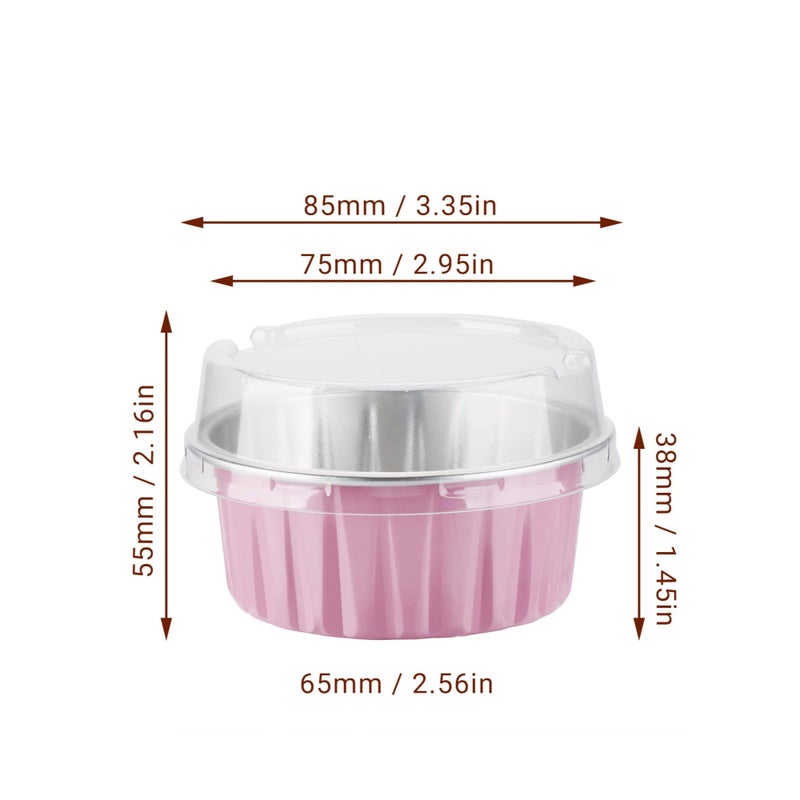 Zikra Disposable Foil Ramekins with Lids, 30pcs 5oz 125ml Aluminum Foil Muffin Liners Cupcake Baking Cups, Mini Pie Pans with Lids, Disposable Foil Baking Cups Containers for Creme Brulee - Image 5
