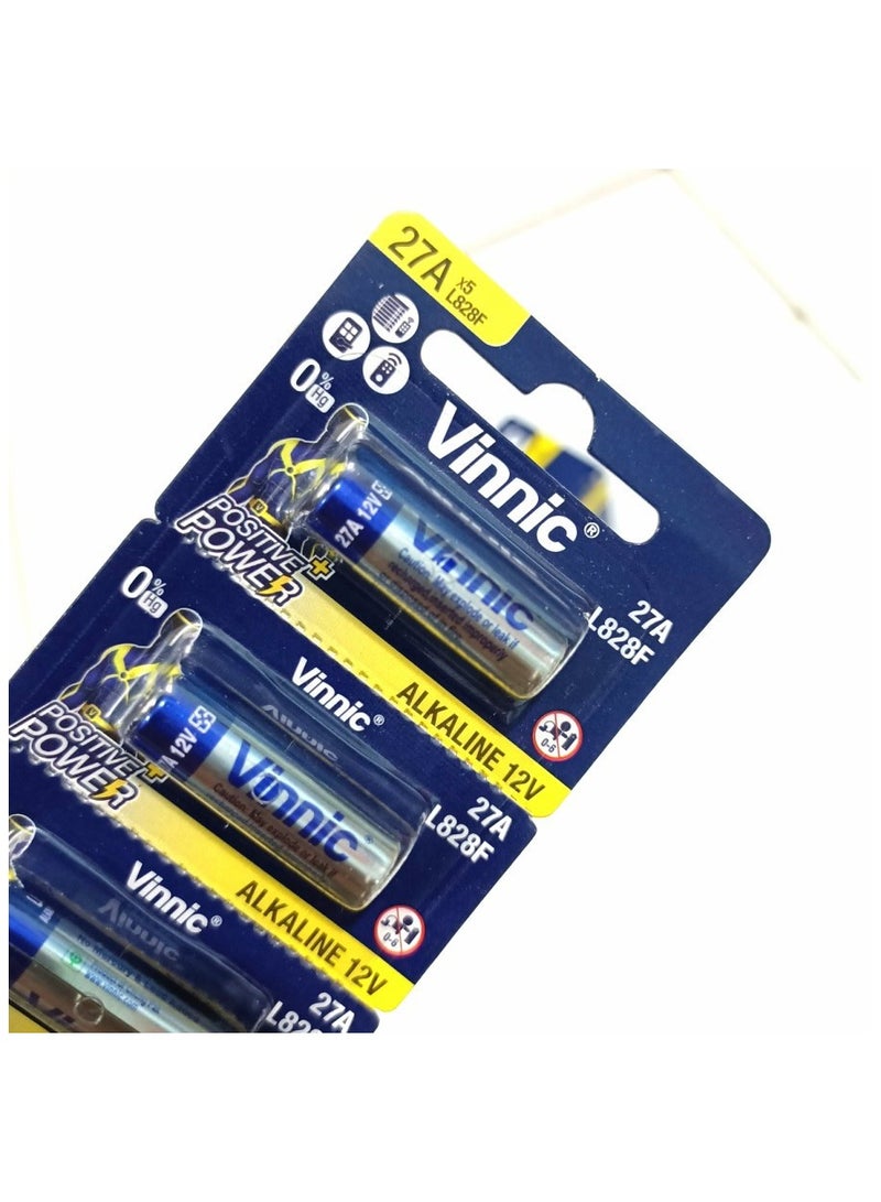 Vinnic 5-Pieces Vinnic 27A Positive Power (L828F) 12V Alkaline Batteries - Image 3