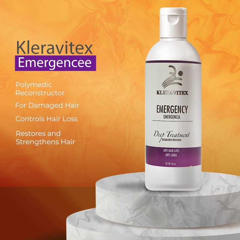 Kleravitex Emergencee Treatment For Hair - Polymedic Reconstructor - Perfect For Damaged and Colored Hair - Emergencia Capilar Tratamiento Reconstructor 16 oz. - Image 3