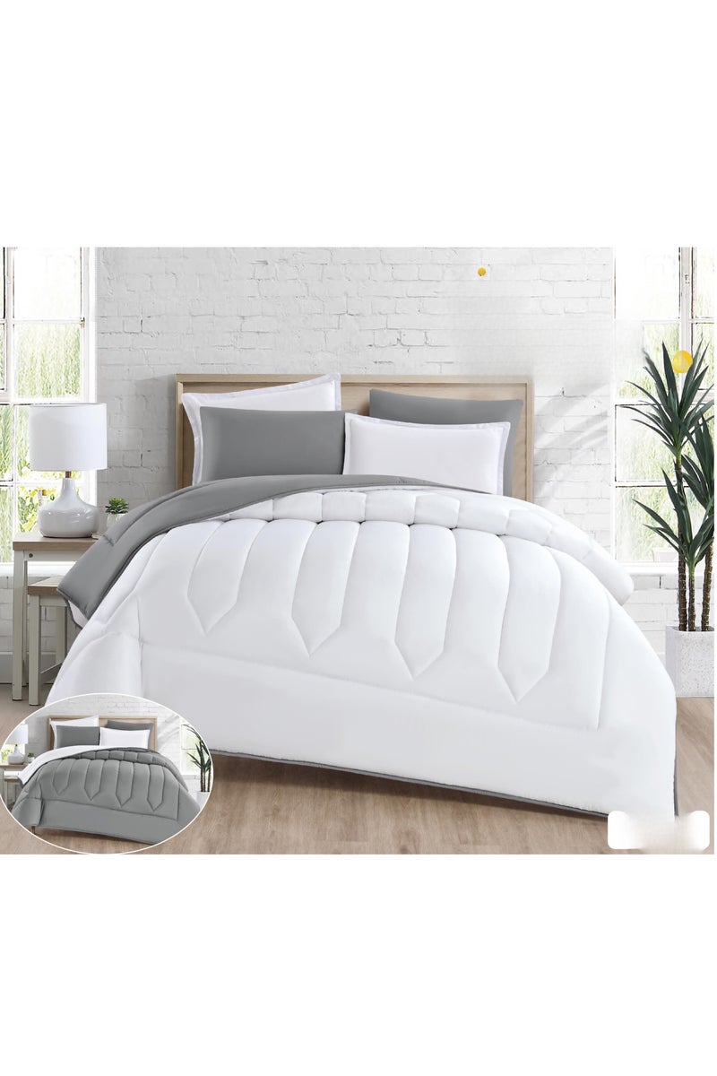 كراون طقم لحاف نفر نظام وجهين مفرش ساد مكون من 4قطع ميكروفايبرلحاف مقاس 170x230 سم - Image 1