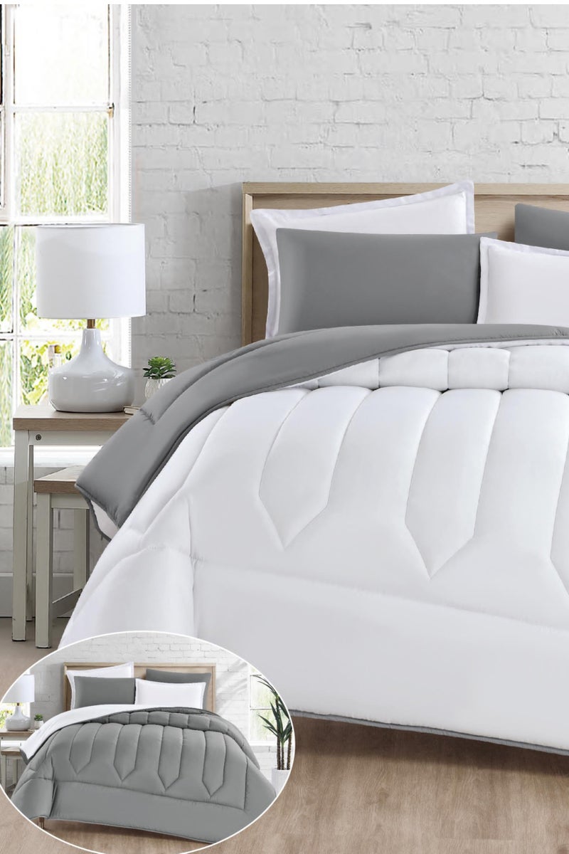 كراون طقم لحاف نفر نظام وجهين مفرش ساد مكون من 4قطع ميكروفايبرلحاف مقاس 170x230 سم - Image 2