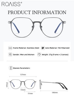 roaiss 3-in-1 Magnetic Polarized Clip-On Sunglasses Set, Blue Light Blocking Glasses with Magnetic Polarized Lens and Magnetic Night Vision Lens, Versatile Eyewear for Day and Night Use for Men and Women  - Image 3