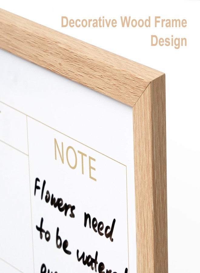 ARCOBIS Calendar Whiteboard with Cork Board, 24"x18" Wood Frame Dry Erase Calendar for Wall, Magnetic Monthly Combination Board for Home, Office, School, Kitchen, Beige - Image 2