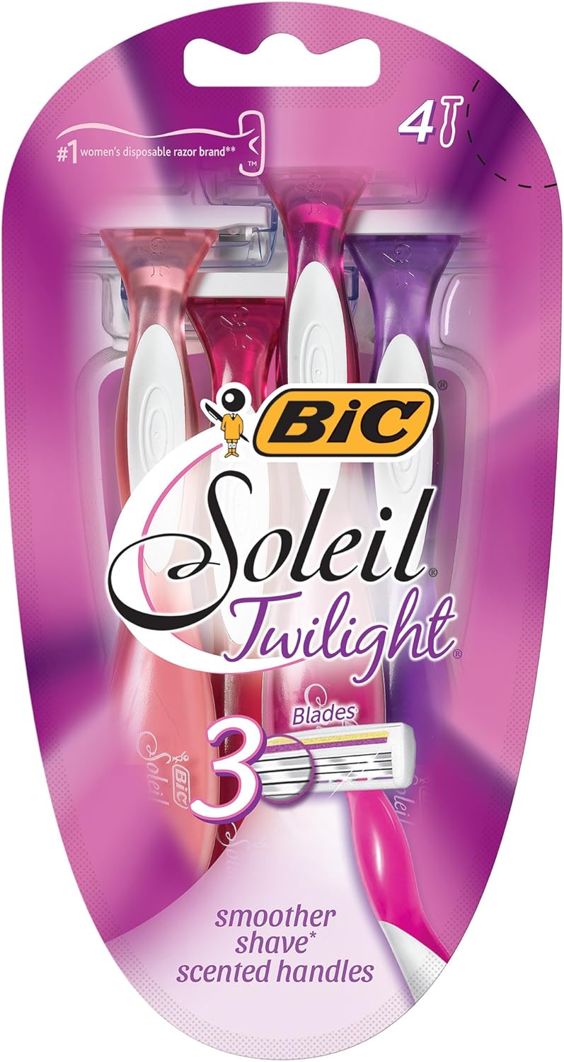 BIC Soleil Twilight Women's Disposable Razors - 4 Count with Lavender Scented Handles - Image 1