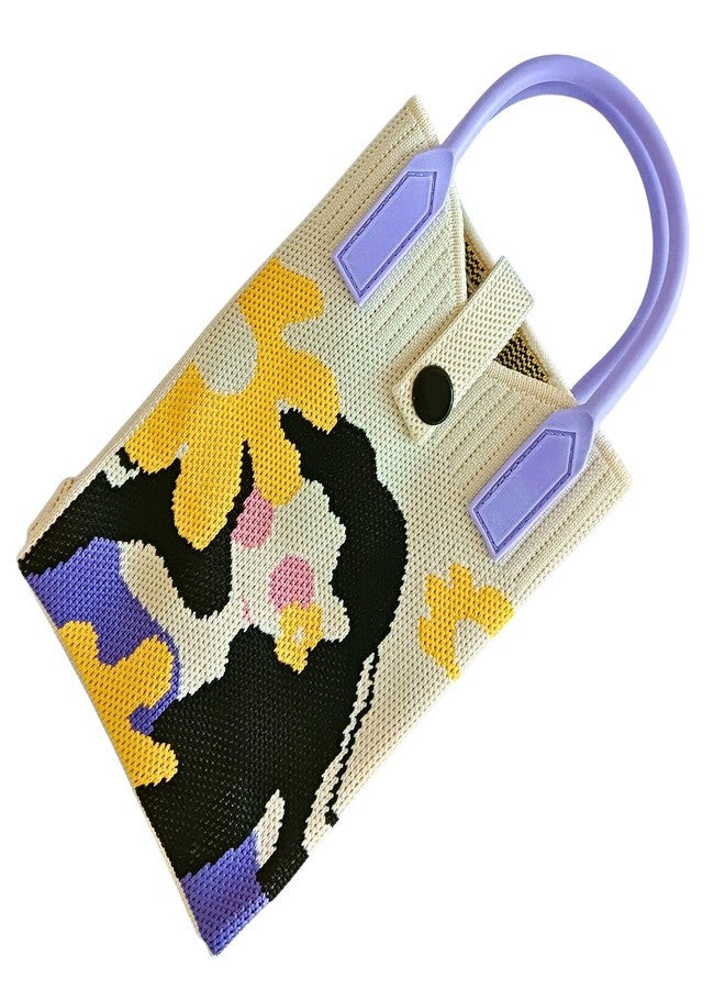 GOLD LEAF Knitted Crossbody Mobile Sling Bag for Women & Girls - Stylish Phone Pouch with Strap, Silicone Handle, Keychain & Coin Pocket, Lightweight Mini Shoulder Bag (Purple Girl) - Image 4