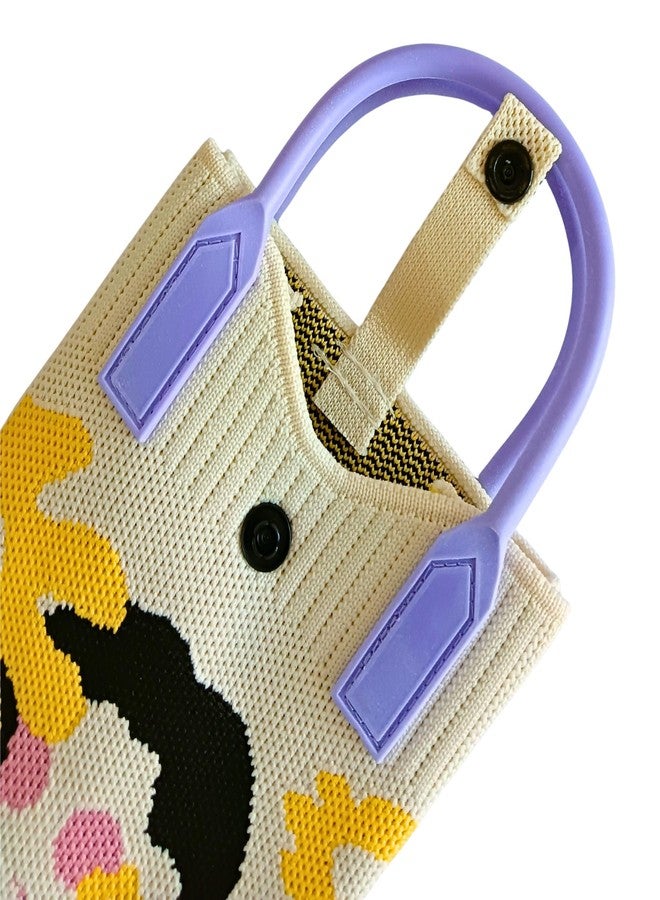GOLD LEAF Knitted Crossbody Mobile Sling Bag for Women & Girls - Stylish Phone Pouch with Strap, Silicone Handle, Keychain & Coin Pocket, Lightweight Mini Shoulder Bag (Purple Girl) - Image 3