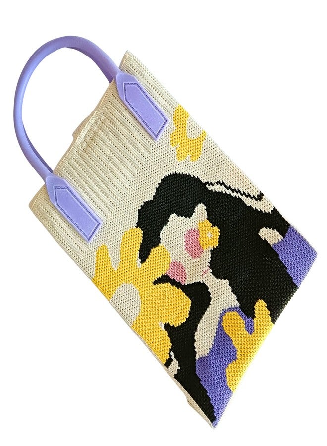 GOLD LEAF Knitted Crossbody Mobile Sling Bag for Women & Girls - Stylish Phone Pouch with Strap, Silicone Handle, Keychain & Coin Pocket, Lightweight Mini Shoulder Bag (Purple Girl) - Image 5