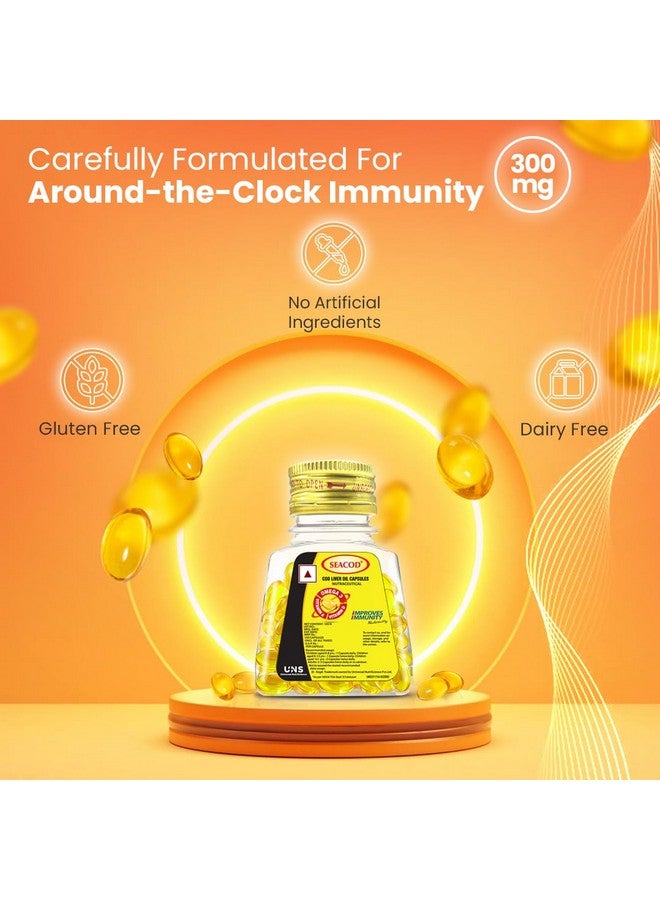 SEACOD زيت كبد سمك القد سيكود 100 كبسولة جيلاتينية مع EPA و DHA طبيعيين (100 كبسولة) - Image 3