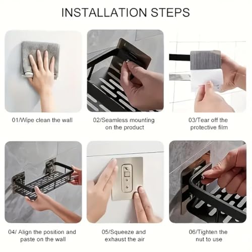 Hallstatt Self Adhesive Bathroom Shelf for Wall Shelf Organizer Wall Mounted Bathroom Shelves Rack Holder Stand for Bathroom Accessories Organiser Without Drill (Multi, Pack of 2) - Image 5