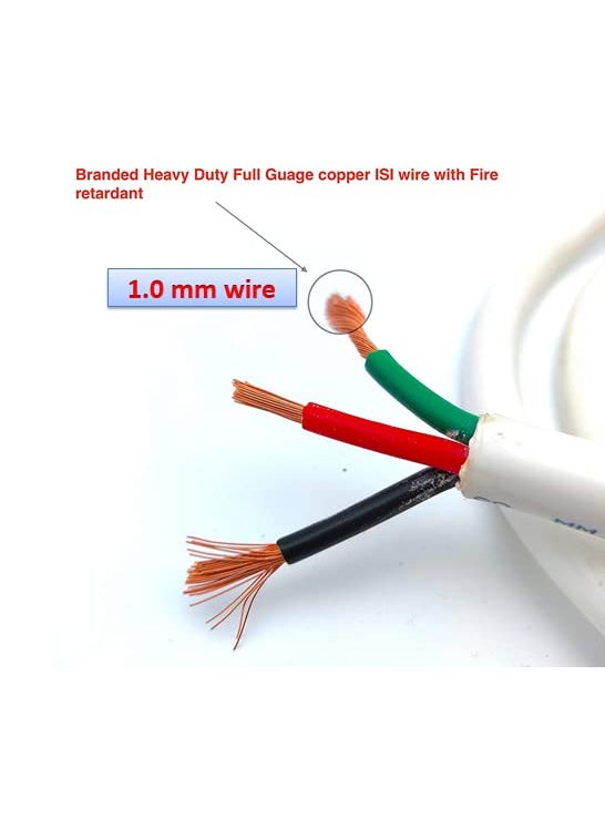 BRUK BRUK Extension Board with Long 1sqmm 3 Cor Wire 6A 1 Switch and 6 Socket Combined Bord with Fuse 6A Small Plug 3 Meter Wire  - Image 3