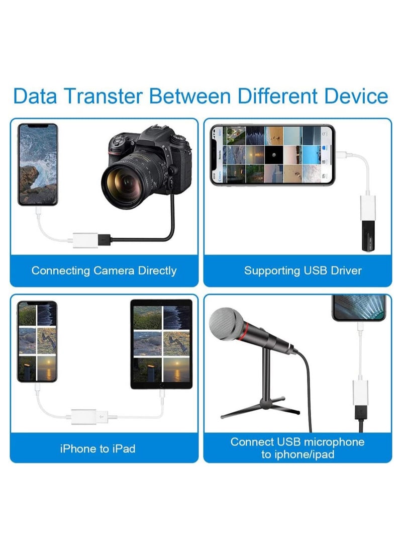 KASTWAVE - for iPhone & iPad Lightning to USB Camera Adapter - Azonee Connect Cameras, Card Readers, USB Drives, MIDI Keyboards - Compatible with Various iPhone & iPad Models - OTG Cable Adapter - Image 1