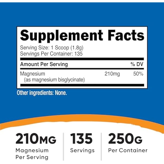 Nutricost Magnesium Glycinate Powder (250 Grams) (Unflavored) - Image 2