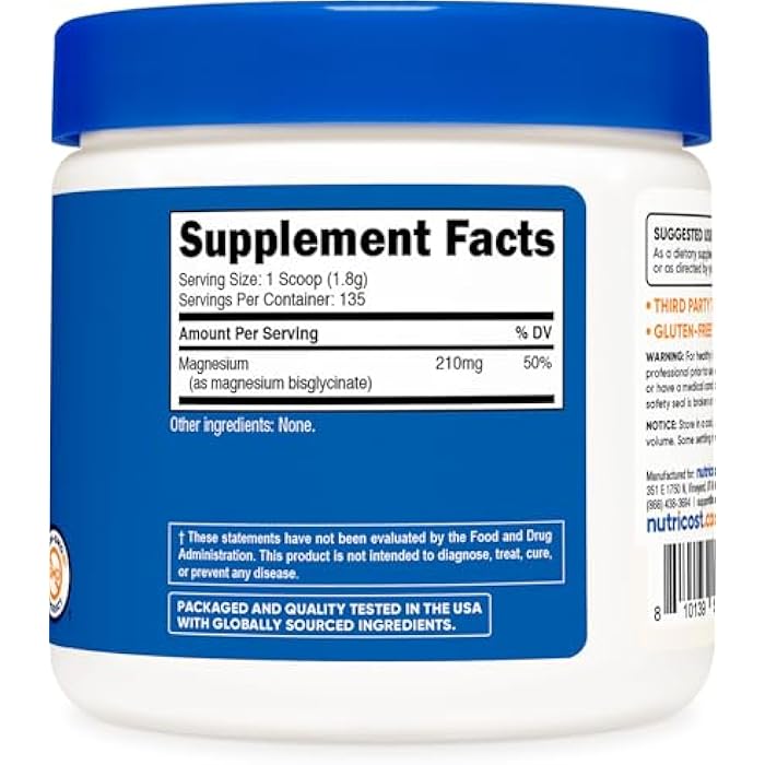 Nutricost Magnesium Glycinate Powder (250 Grams) (Unflavored) - Image 5