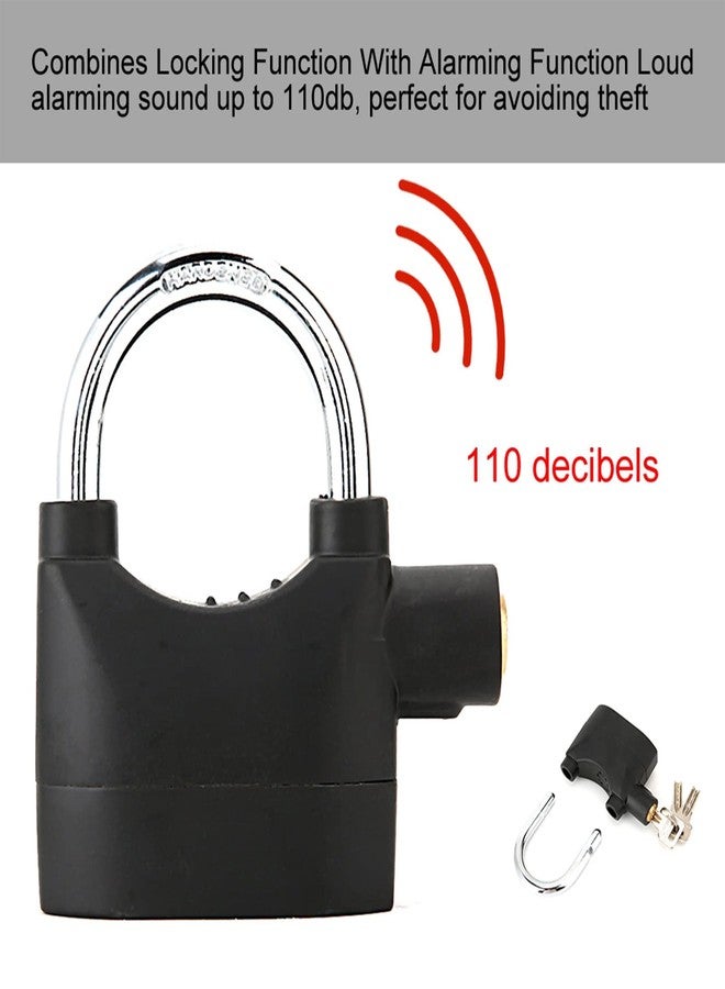 Estink Alarmed Anti Theft Padlock, Aluminum Alloy Anti Theft Security Padlock 110db Alarm Volume Siren Alarm Lock for Motorcycle Door Window, Black, with 2 Keys - Image 5
