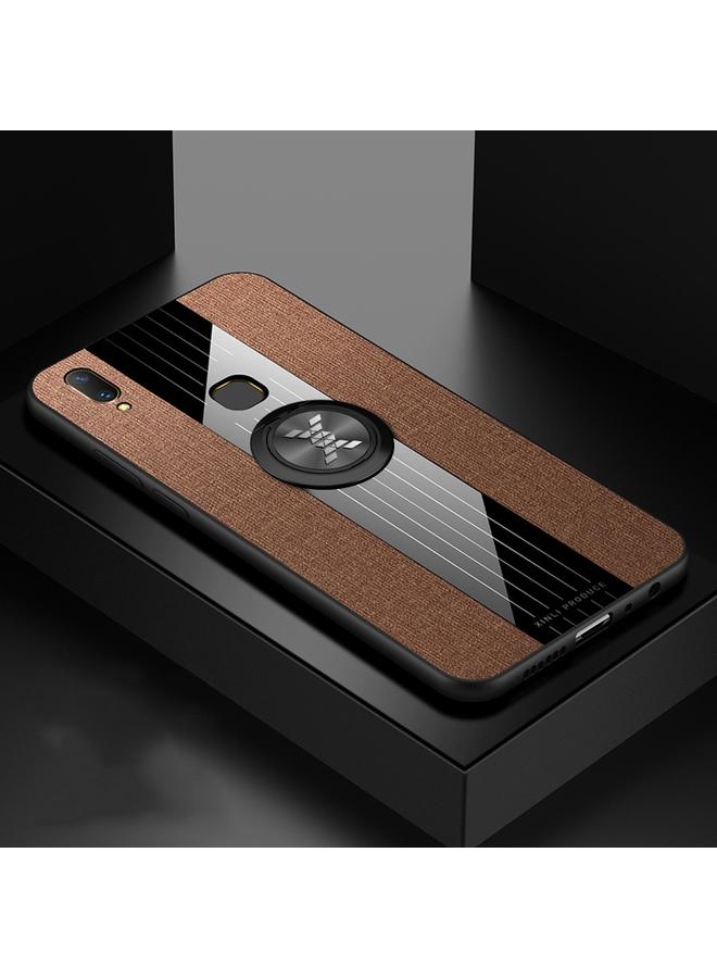 The Bros حافظة لهاتف فيفو Y75 / V7 بتصميم قماش مخيط مقاوم للصدمات من TPU مع حامل حلقة