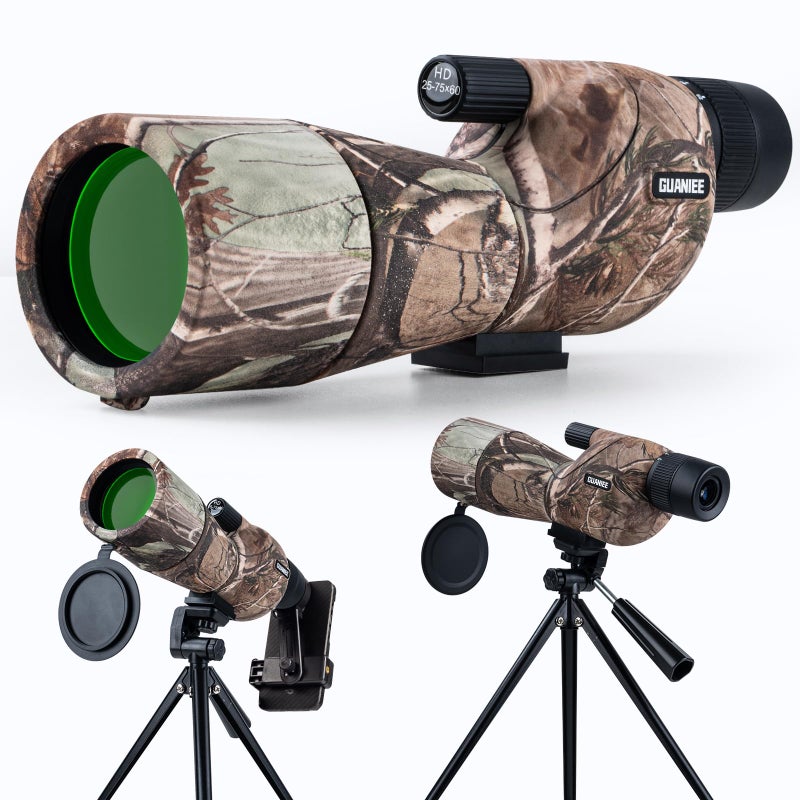 GUANIEE 2575x60 Spotting Scope for Target Shooting with Tripod Carrying Bag and Phone Adapter Spotter Scope for Bird Watching Wildlife Viewing Hunting Camo - Image 2