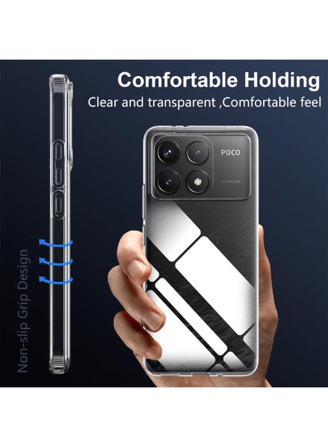 جراب هاتف محمول لهاتف Poco F6 Pro غطاء هاتف محمول شفاف رقيق من السيليكون الشفاف لهاتف Poco F6 Pro شفاف من البولي يريثين عالي الجوده (شفاف) - Image 2