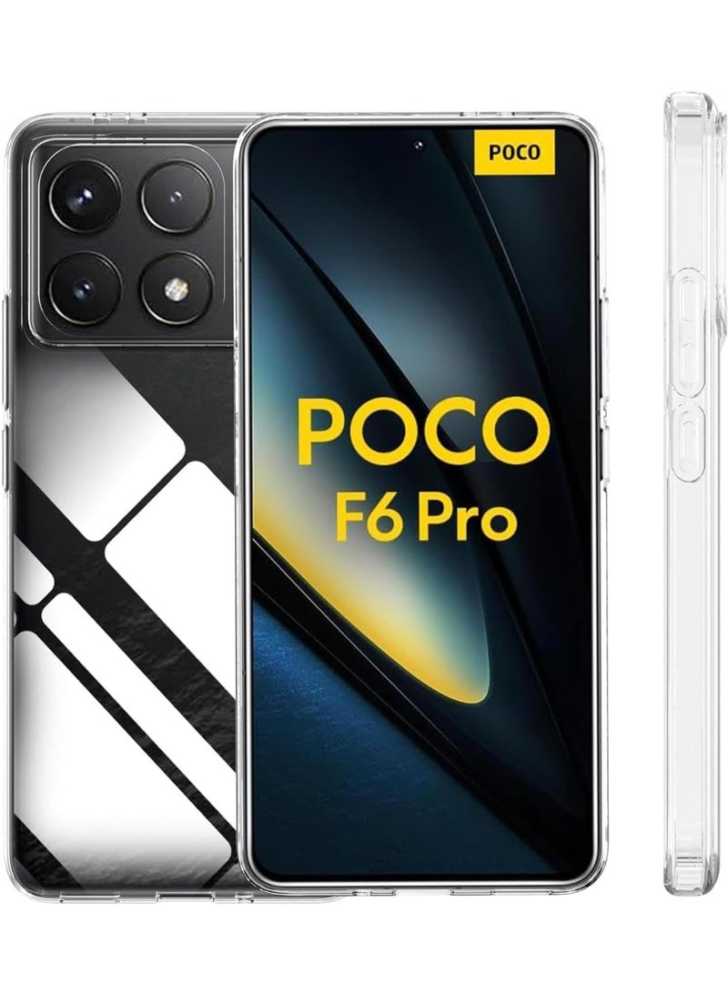 جراب هاتف محمول لهاتف Poco F6 Pro غطاء هاتف محمول شفاف رقيق من السيليكون الشفاف لهاتف Poco F6 Pro شفاف من البولي يريثين عالي الجوده (شفاف) - Image 1